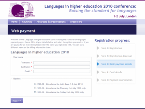 Conference payment page